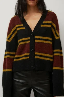 No.6 Store Gabriel Cardigan in Brown and Black Stripe