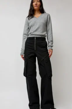 No.6 Store Garment-Dyed Gabardine Wide Cargo Pants in Carbon Pigment