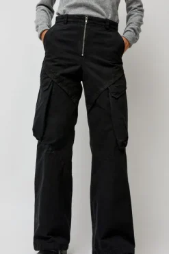 No.6 Store Garment-Dyed Gabardine Wide Cargo Pants in Carbon Pigment