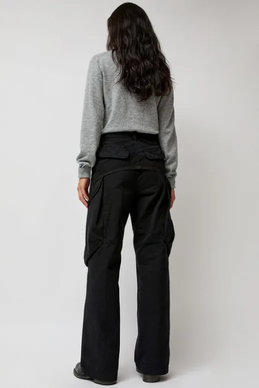 No.6 Store Garment-Dyed Gabardine Wide Cargo Pants in Carbon Pigment
