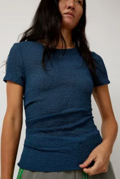 No.6 Store Gauze Ruched Tee in Anthracite Blue