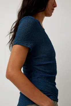 No.6 Store Gauze Ruched Tee in Anthracite Blue