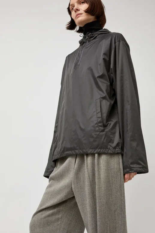 No.6 Store Glossy Nylon Half Zip Jumper in Charcoal