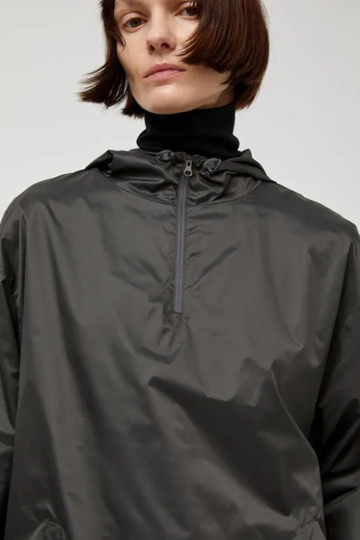 No.6 Store Glossy Nylon Half Zip Jumper in Charcoal
