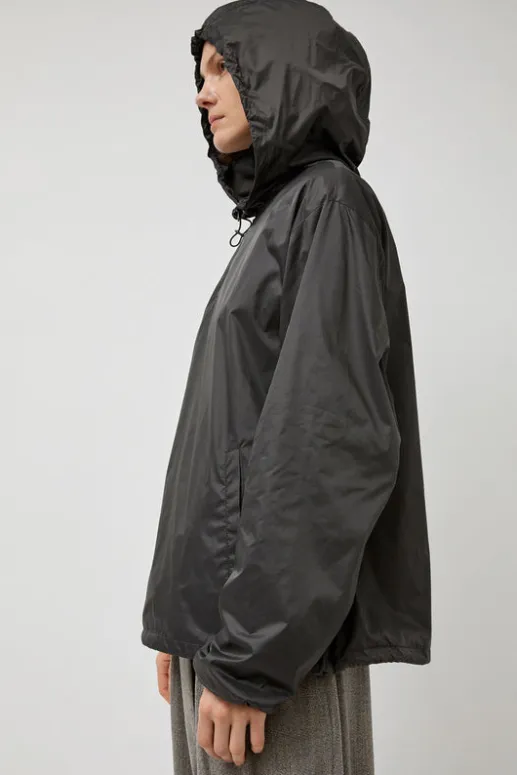 No.6 Store Glossy Nylon Half Zip Jumper in Charcoal
