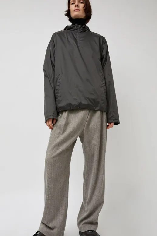 No.6 Store Glossy Nylon Half Zip Jumper in Charcoal
