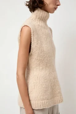 No.6 Store Handknit Peplum Shell in Alabaster