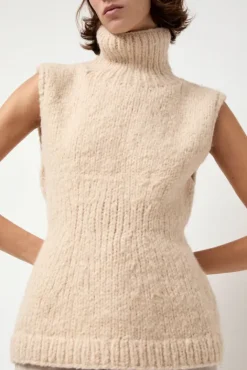 No.6 Store Handknit Peplum Shell in Alabaster