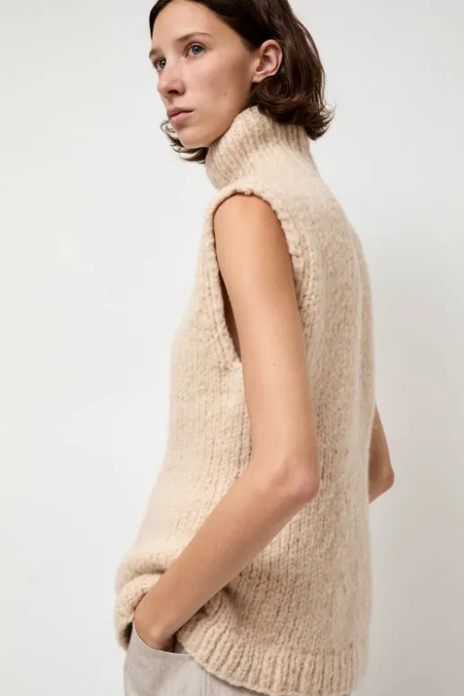No.6 Store Handknit Peplum Shell in Alabaster