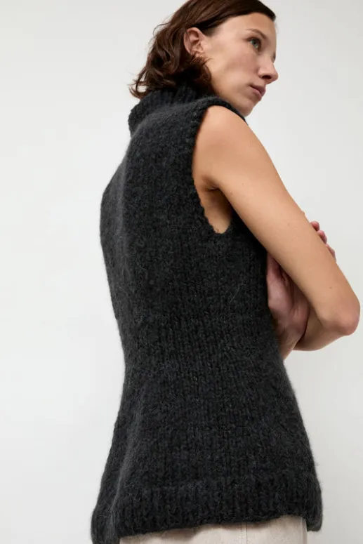 No.6 Store Handknit Peplum Shell in Ink