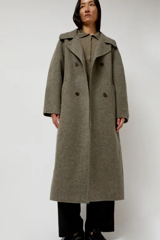 No.6 Store Handmade Long Wool Coat in Khaki Gray