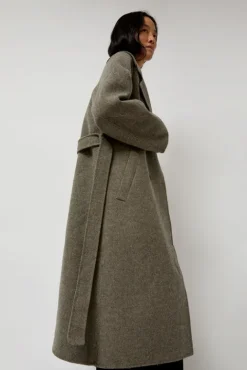 No.6 Store Handmade Long Wool Coat in Khaki Gray