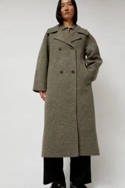 No.6 Store Handmade Long Wool Coat in Khaki Gray