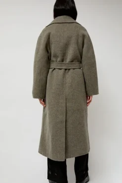 No.6 Store Handmade Long Wool Coat in Khaki Gray