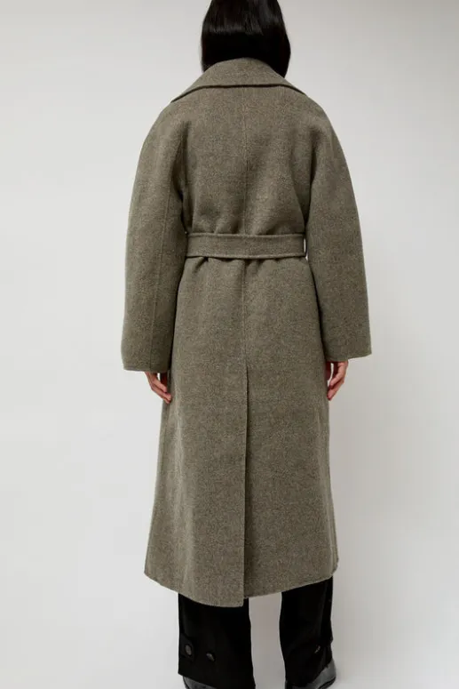 No.6 Store Handmade Long Wool Coat in Khaki Gray