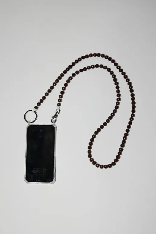No.6 Store Handykette Iphone Necklace in Brown with White Thread