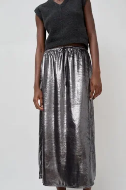 No.6 Store Inez Skirt in Silver Pony Hair