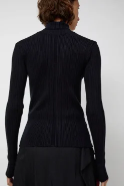 No.6 Store Inner Pleats Pola Knit in Navy