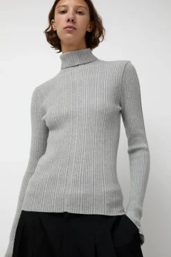 No.6 Store Inner Pleats Pola Knit in Grey