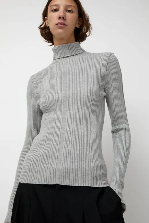 No.6 Store Inner Pleats Pola Knit in Grey