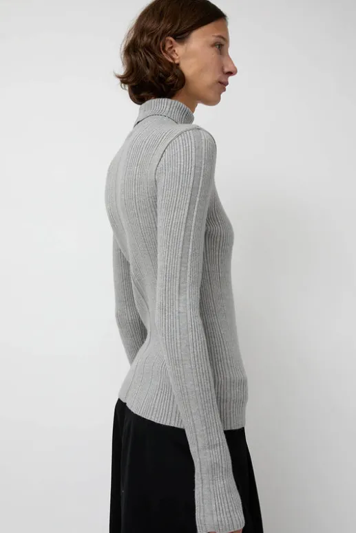 No.6 Store Inner Pleats Pola Knit in Grey