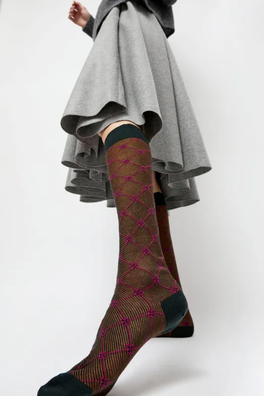 No.6 Store Knee High Clover Patterned Socks in Cipresso