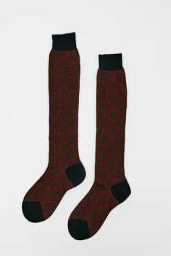 No.6 Store Knee High Clover Patterned Socks in Cipresso