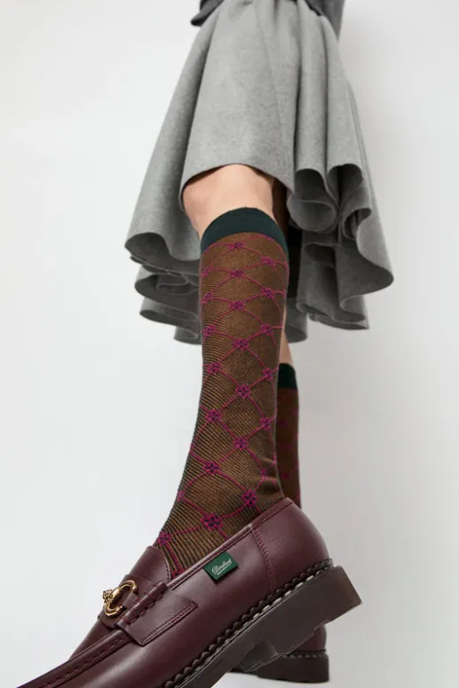 No.6 Store Knee High Clover Patterned Socks in Cipresso