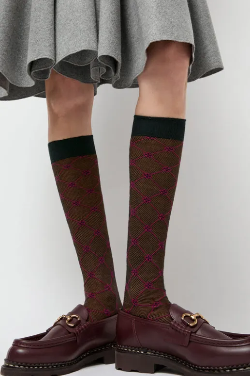 No.6 Store Knee High Clover Patterned Socks in Cipresso