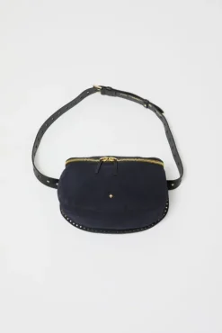 No.6 Store La New Grande Lili Velours Bag in Noir and Bleu Universe