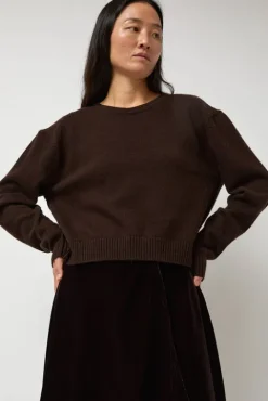 No.6 Store Lambswool Two Holes Solid Pullover in Brown