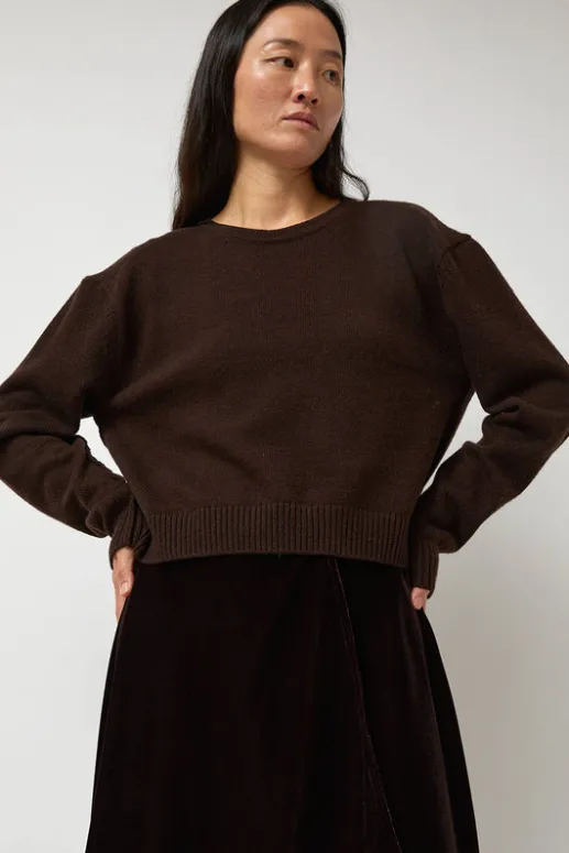 No.6 Store Lambswool Two Holes Solid Pullover in Brown