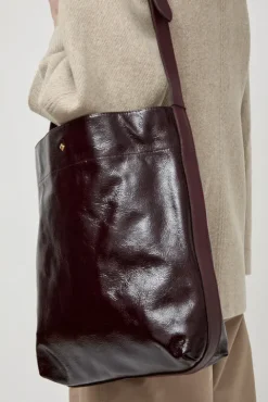 No.6 Store Le Enzo Crispy Bag in Bordeaux and Crispy Cerise Noire