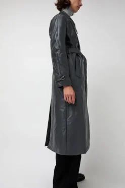 No.6 Store Leather Scarf Trench in Charcoal