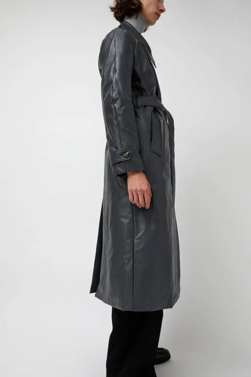 No.6 Store Leather Scarf Trench in Charcoal