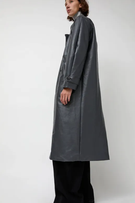 No.6 Store Leather Scarf Trench in Charcoal