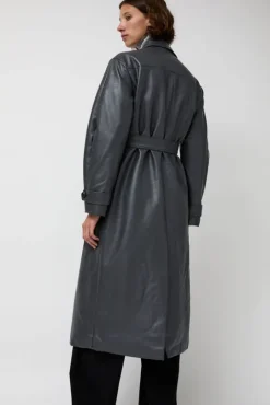 No.6 Store Leather Scarf Trench in Charcoal