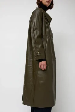 No.6 Store Leather Scarf Trench in Khaki