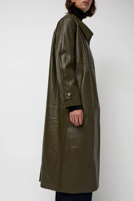 No.6 Store Leather Scarf Trench in Khaki