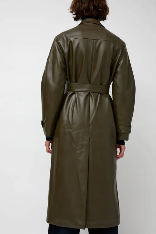No.6 Store Leather Scarf Trench in Khaki
