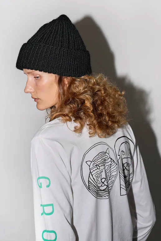 No.6 Store Lennon Fold Up Beanie in Black