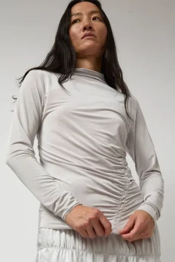 No.6 Store Light Jersey Slim Shirring Top in Silver
