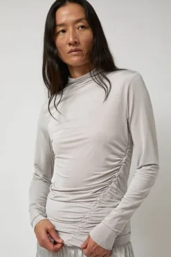 No.6 Store Light Jersey Slim Shirring Top in Silver