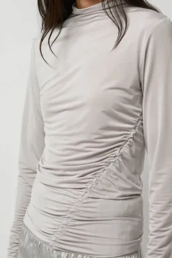 No.6 Store Light Jersey Slim Shirring Top in Silver