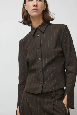 No.6 Store Linn Shirt in Brown Stripe