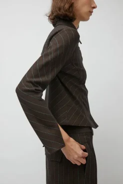 No.6 Store Linn Shirt in Brown Stripe