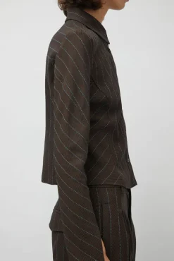No.6 Store Linn Shirt in Brown Stripe