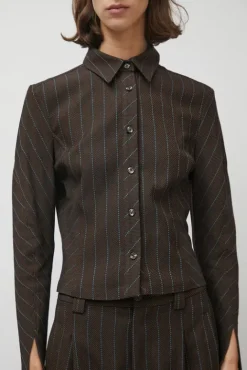 No.6 Store Linn Shirt in Brown Stripe