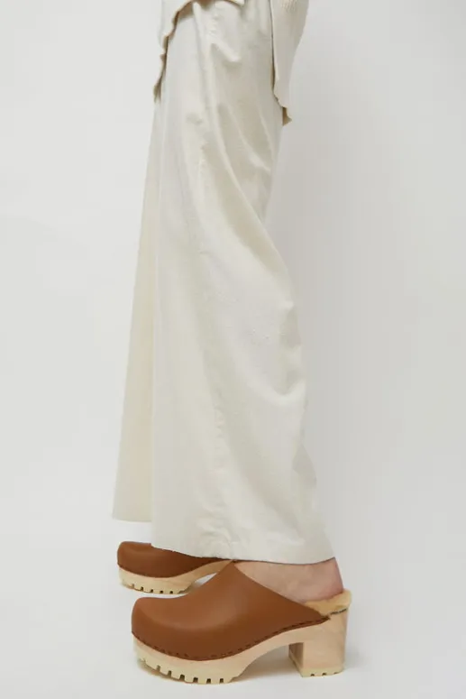 No.6 Store Liza Clog on Mid Tread in Palomino with Ink Aviator Shearling