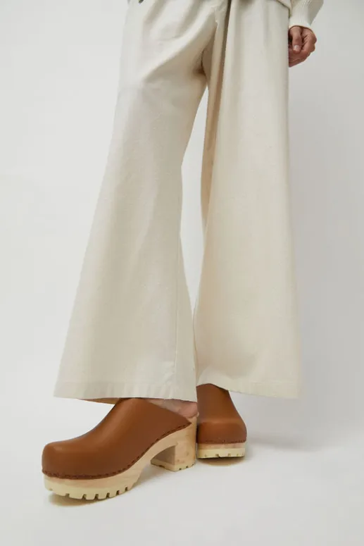 No.6 Store Liza Clog on Mid Tread in Palomino with Ink Aviator Shearling